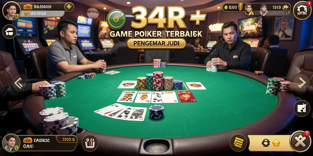 Menampilkan aksi seru dari permainan Poker di 34R.