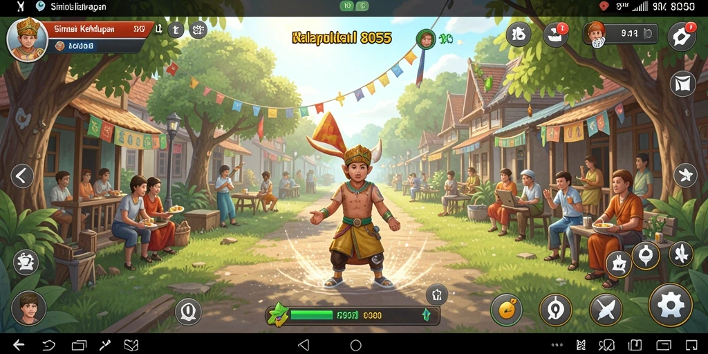Screenshot gameplay khas dari 8055 yang menggambarkan simulasi kehidupan.