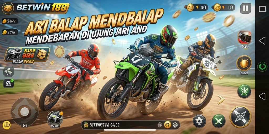 Tampilan gameplay BETWIN188 yang mendebarkan dengan aksi balapan yang seru.
