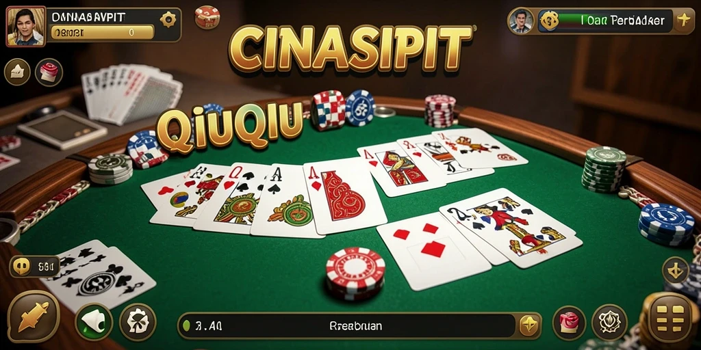 Tangkapan layar gameplay CINASIPIT menunjukkan aksi seru permainan kartu QiuQiu.