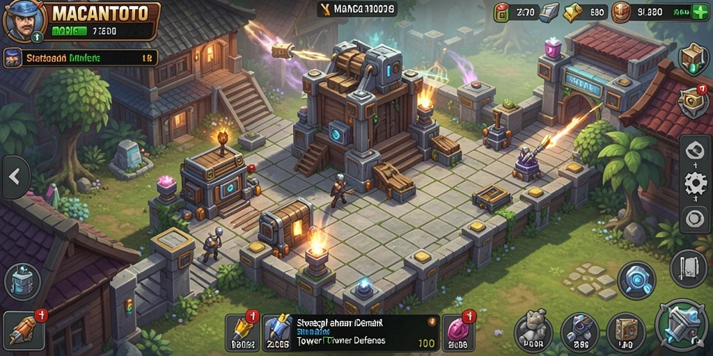 Tampilan menarik dari gameplay Tower Defense di MACANTOTO.