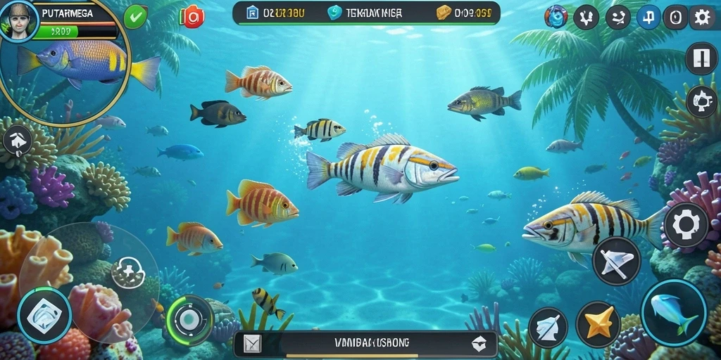 Screenshot PUTARMEGA menampilkan momen seru tembak ikan.