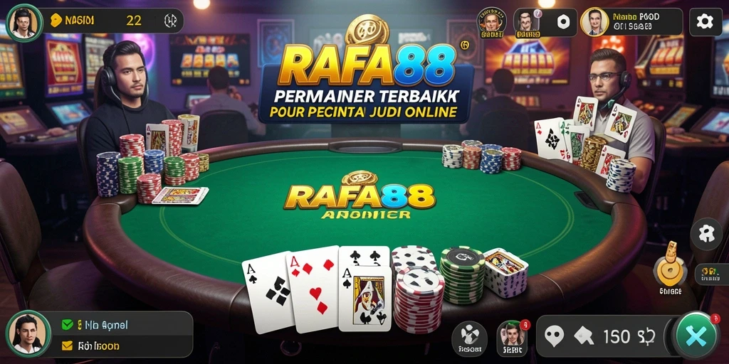 Tampilan gameplay poker di RAFA88 yang menarik dan interaktif.