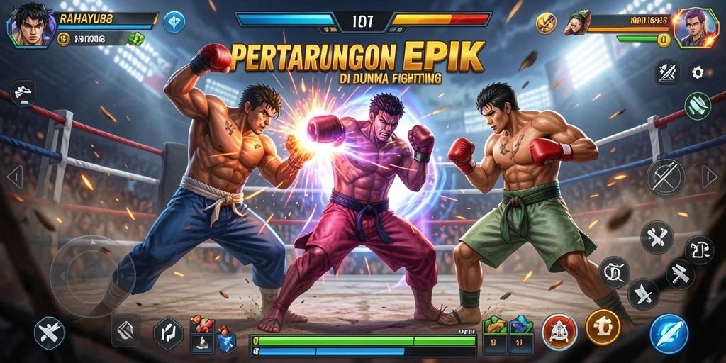 Screenshot yang menunjukkan aksi pertarungan seru di RAHAYU88.