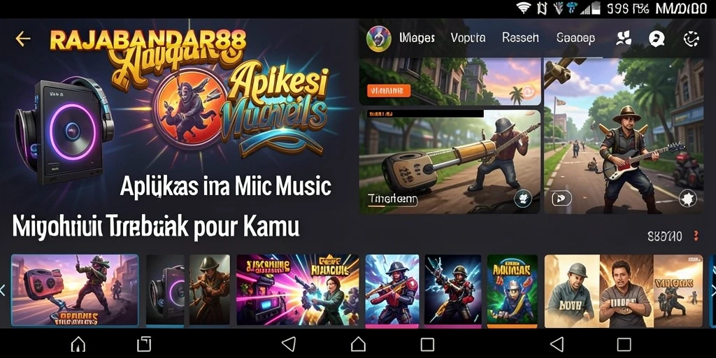 Screenshot menunjukkan antarmuka permainan musik yang interaktif.