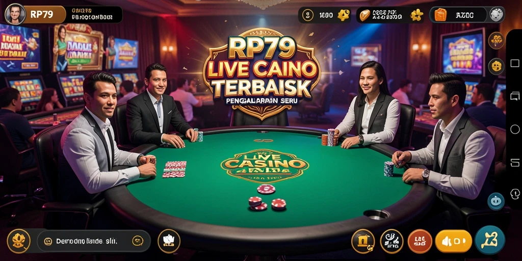Screenshot gameplay RP79 dengan dealer langsung dan interaksi nyata.