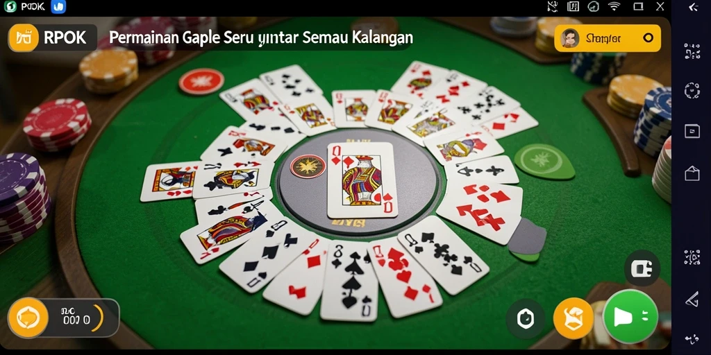 Tangkapan layar gameplay RPOK yang menunjukkan keseruan permainan Gaple.
