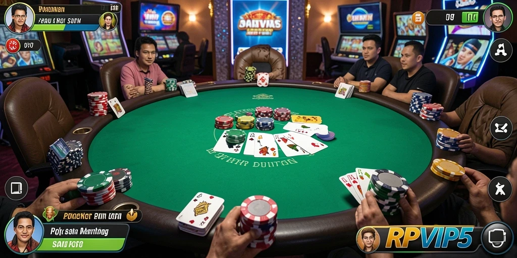 Tampilan gameplay menarik dari RPVIP5 yang menunjukkan keseruan bermain Poker.