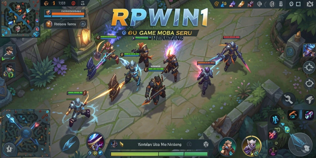 Screenshot RPWIN1 menampilkan aksi seru dalam pertempuran MOBA.