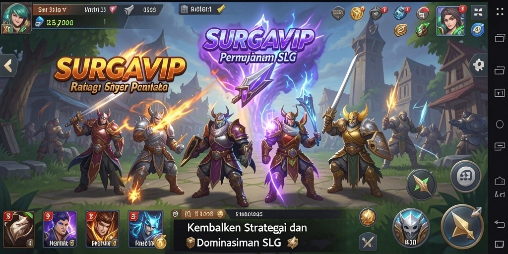 Tampilan utama gameplay SLG yang mendebarkan di SURGAVIP.